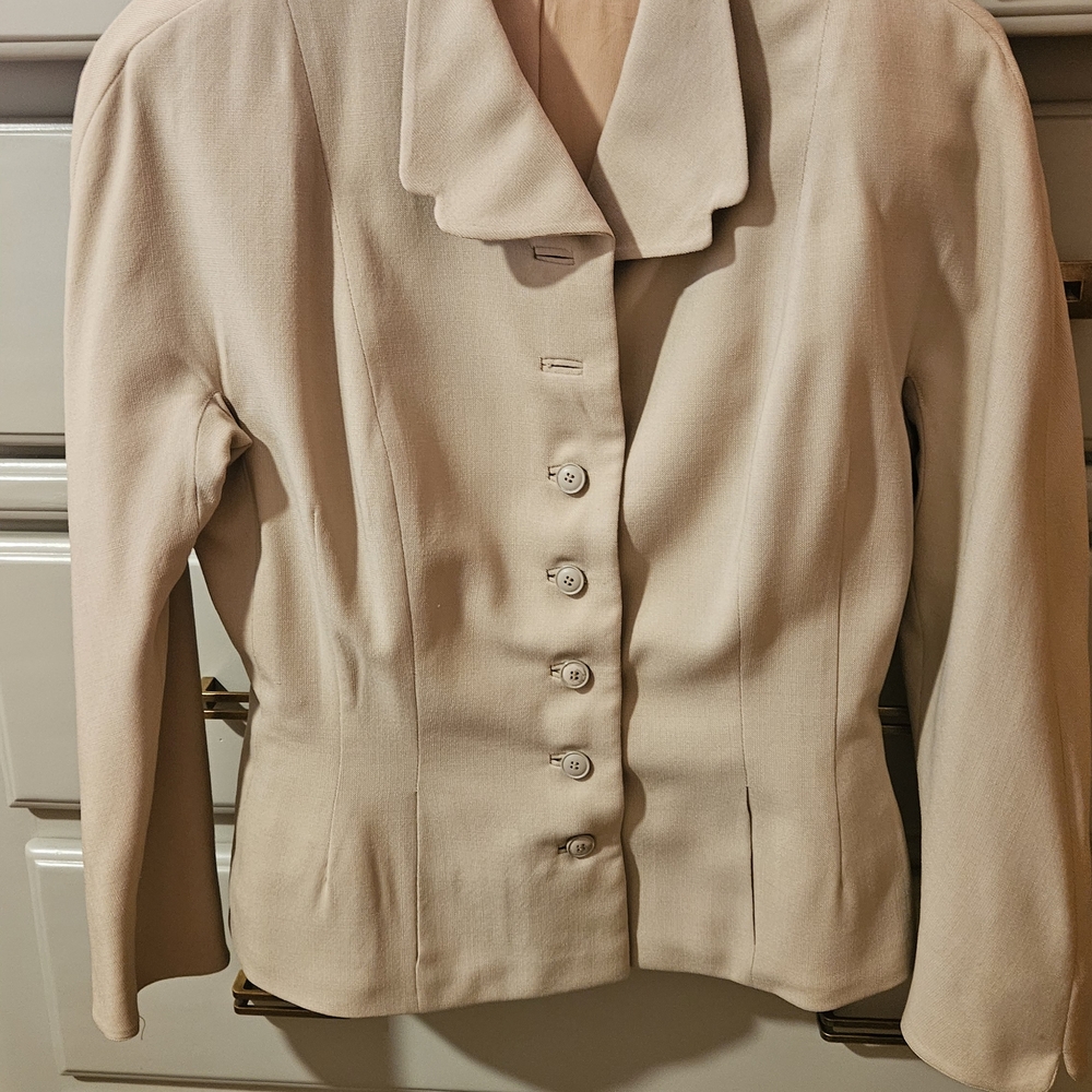 VINTAGE 50'S Women's Cream Tailored Button-Front Blazer